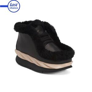 4CCCCEES Black Leather Mellow Monta Cozy Boots